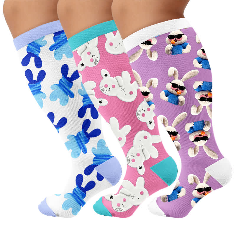 Plusock Plus Size Patchwork Rabbit Compression Socks - image 7