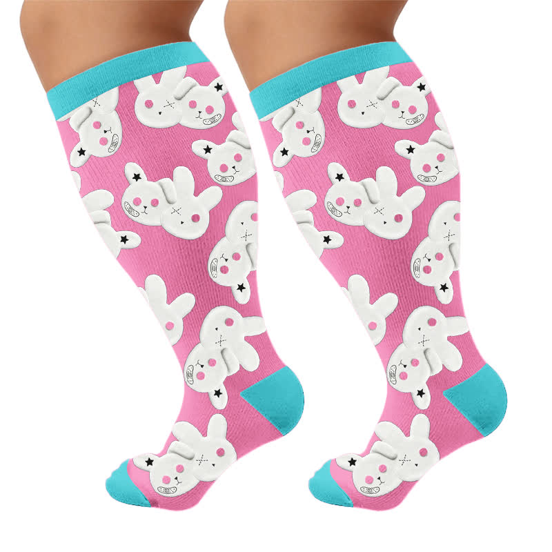 Plusock Plus Size Patchwork Rabbit Compression Socks - image 9