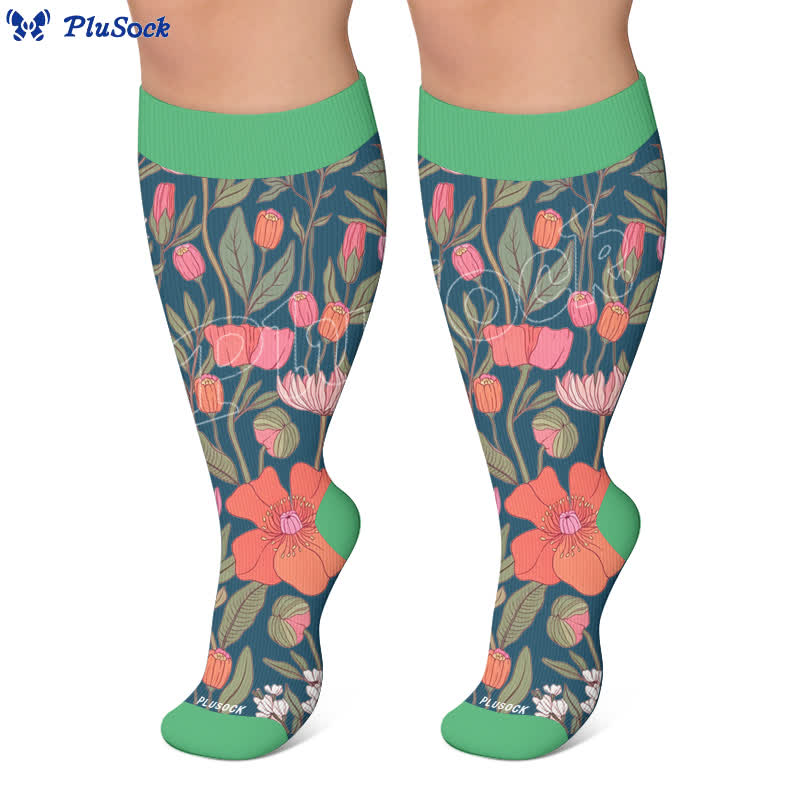 Plusock Plus Size Rose Garden Compression Socks - image 6