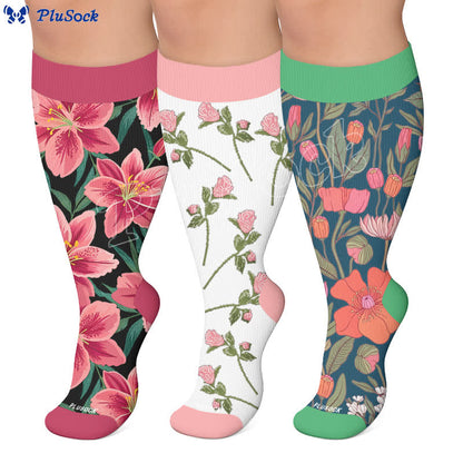Plusock Plus Size Rose Garden Compression Socks - image 0