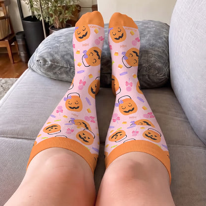 Plusock Plus Size Ghost Pumpkin Compression Socks - image 1
