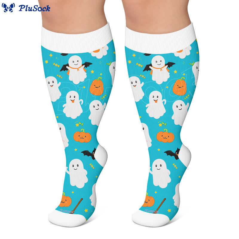 Plusock Plus Size Ghost Pumpkin Compression Socks - image 6