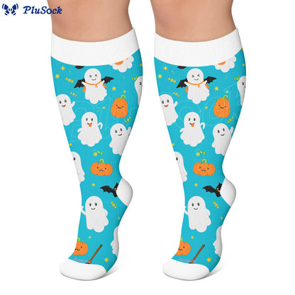 Plusock Plus Size Ghost Pumpkin Compression Socks - image 6