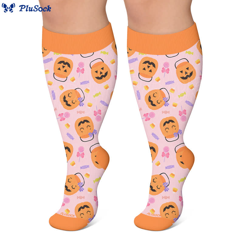 Plusock Plus Size Ghost Pumpkin Compression Socks - image 7