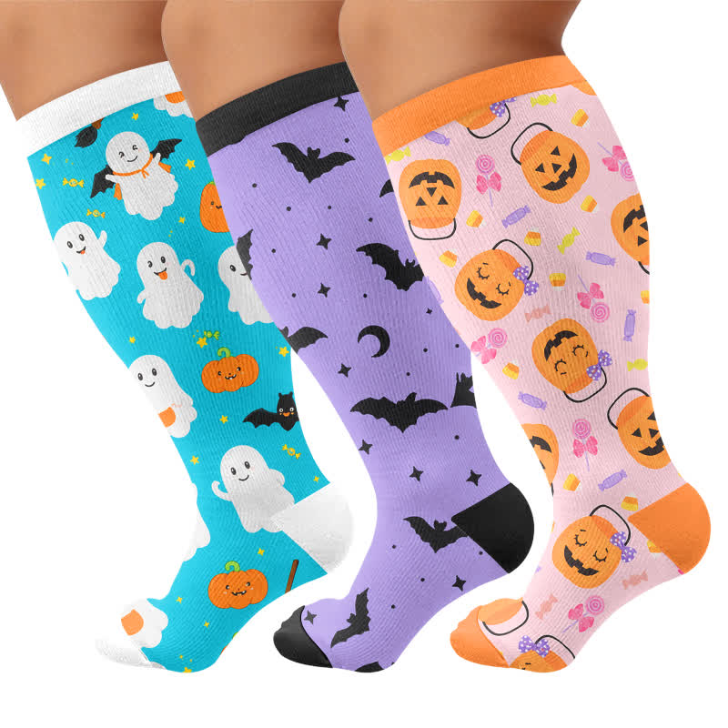 Plusock Plus Size Ghost Pumpkin Compression Socks - image 4