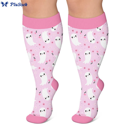 Plusock Plus Size Cartoon Ghost Cat Compression Socks - image 9