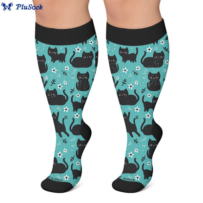 Plusock Plus Size Cartoon Ghost Cat Compression Socks - image 7