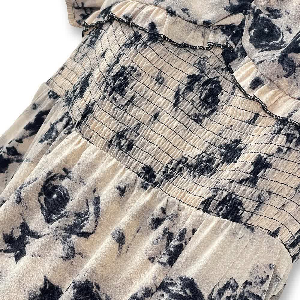 Plusock Plus Size Floral Empire Waist  Square Neck Puff Sleeve Summer Dress - image 5