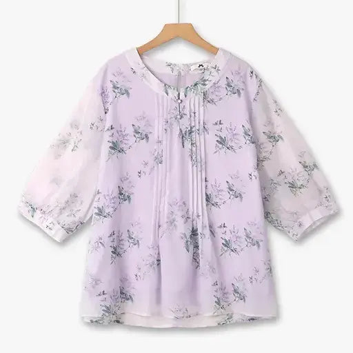 Plusock Plus Size Pleated Blouse A-line Skirt Lightweight Summer Set - image 1