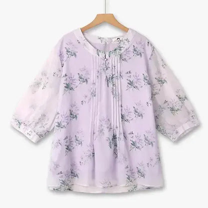 Plusock Plus Size Pleated Blouse A-line Skirt Lightweight Summer Set - image 1