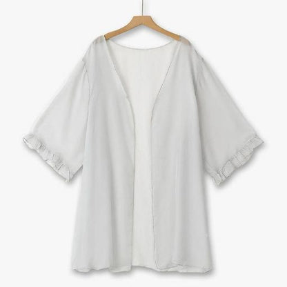 Plusock Plus Size Floral Tiered Ruffle Dress and Sheer Cardigan Summer Set - image 2