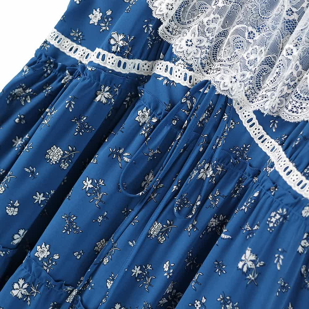Plusock Plus Size Lace Flutter Sleeve Ditsy Floral Tiered Summer Midi Dress - image 3