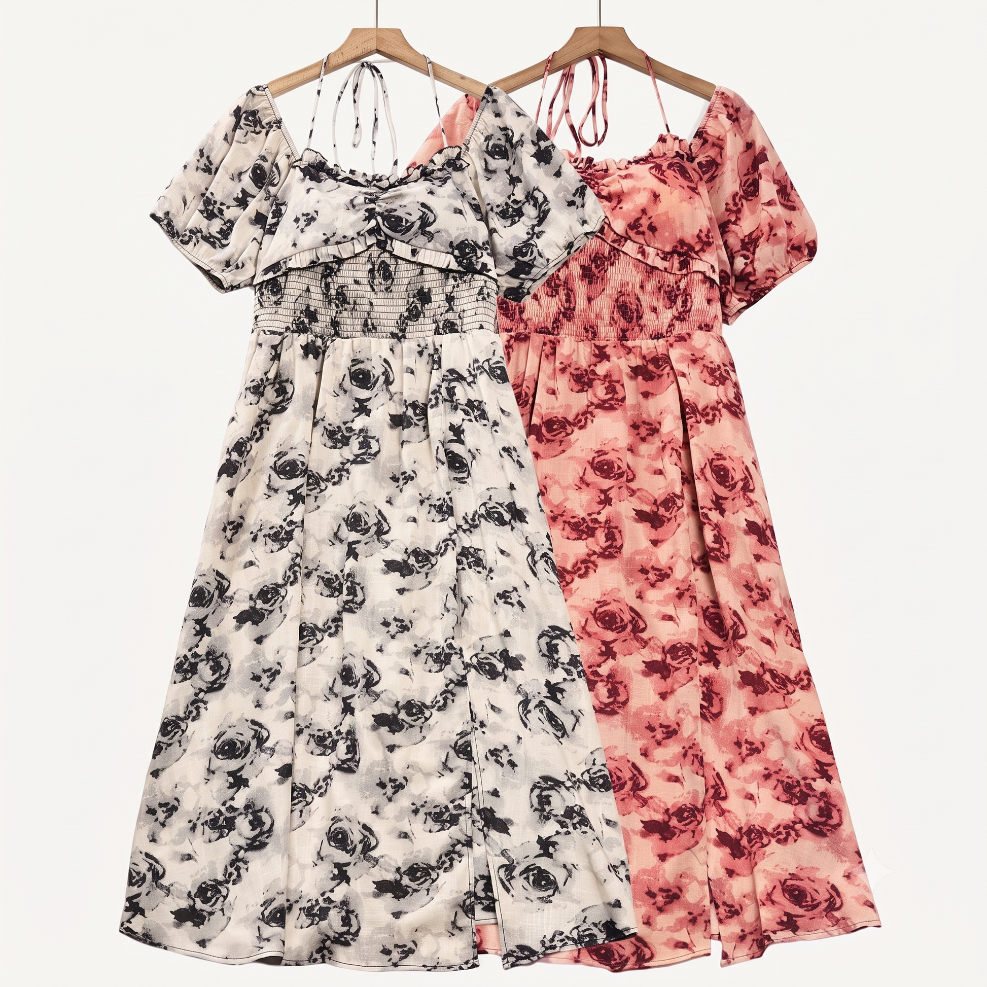 Plusock Plus Size Floral Empire Waist  Square Neck Puff Sleeve Summer Dress - image 0