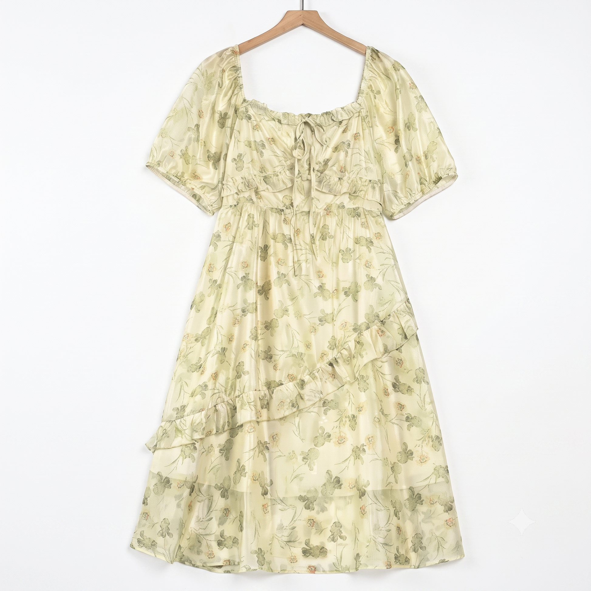Plusock Plus Size Floral Square Neck Tiered Empire Waist Summer Dress – plusock