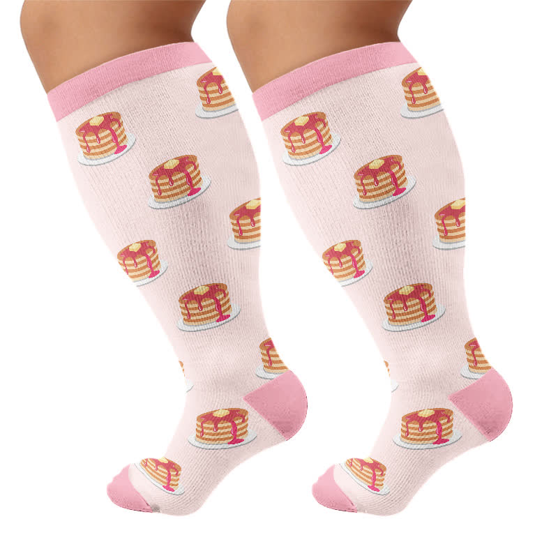 Plusock Plus Size Pancake Cookie Compression Socks - Pink - 4XL - image 5