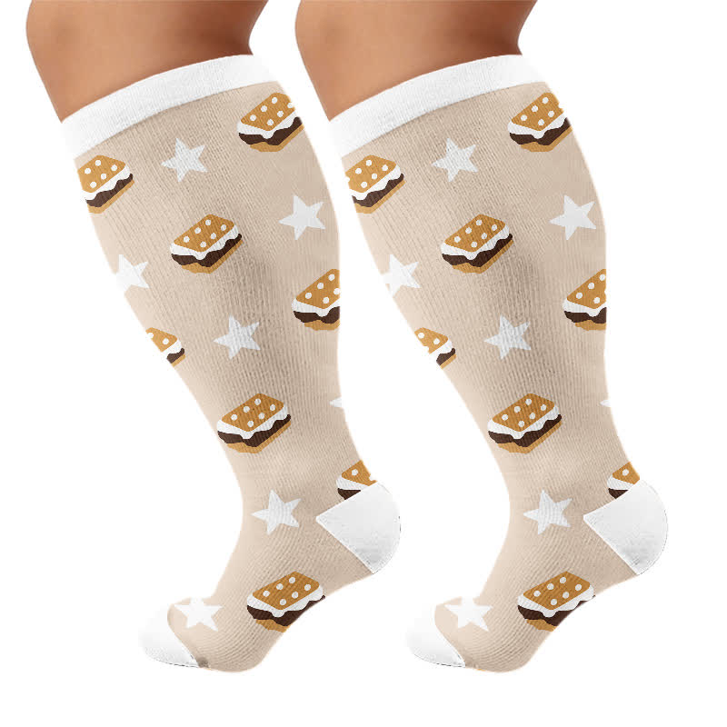 Plusock Plus Size Pancake Cookie Compression Socks - Khaki - 4XL - image 9