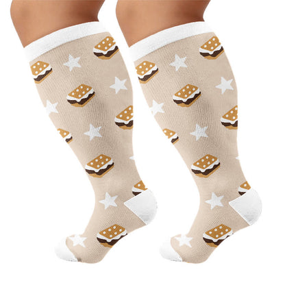 Plusock Plus Size Pancake Cookie Compression Socks - Khaki - 4XL - image 9