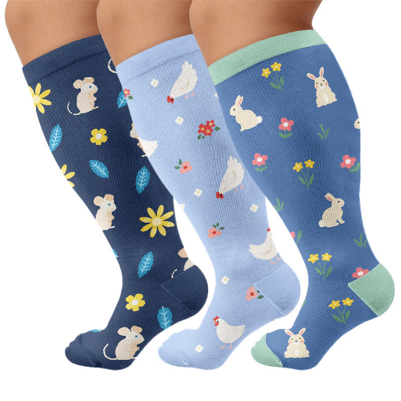 Plusock Plus Size Bunny Bloom Compression Socks - image 4