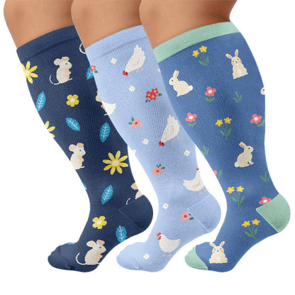 Plusock Plus Size Bunny Bloom Compression Socks - image 4