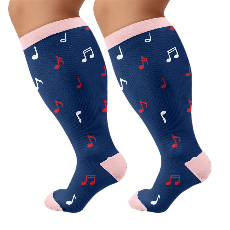 Plusock Plus Size Music Robot Compression Socks - Navy Blue - 4XL - image 5