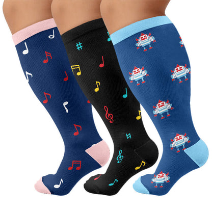 Plusock Plus Size Music Robot Compression Socks - image 4