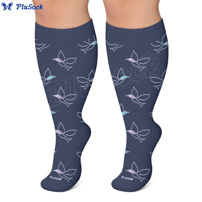 Plusock Plus Size Dragonfly Bird Compression Socks - image 10