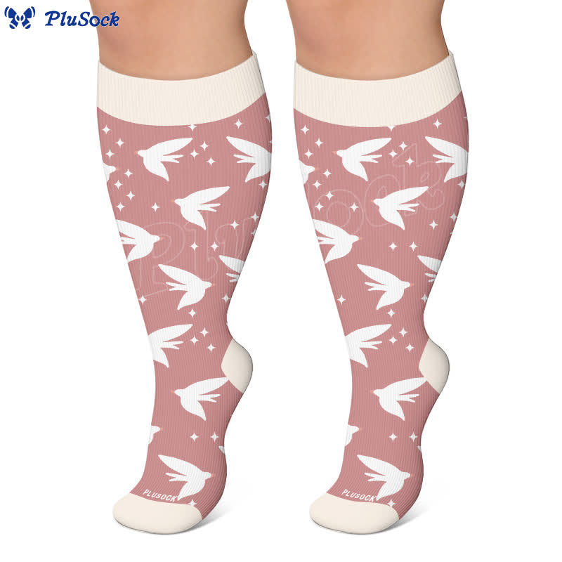 Plusock Plus Size Dragonfly Bird Compression Socks - image 6