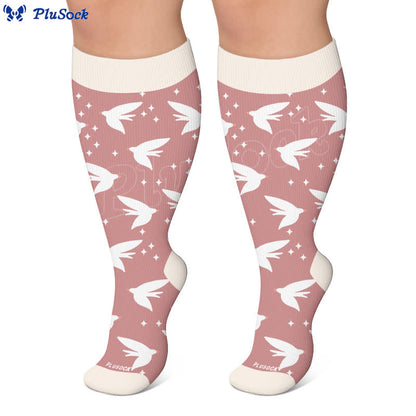 Plusock Plus Size Dragonfly Bird Compression Socks - image 6