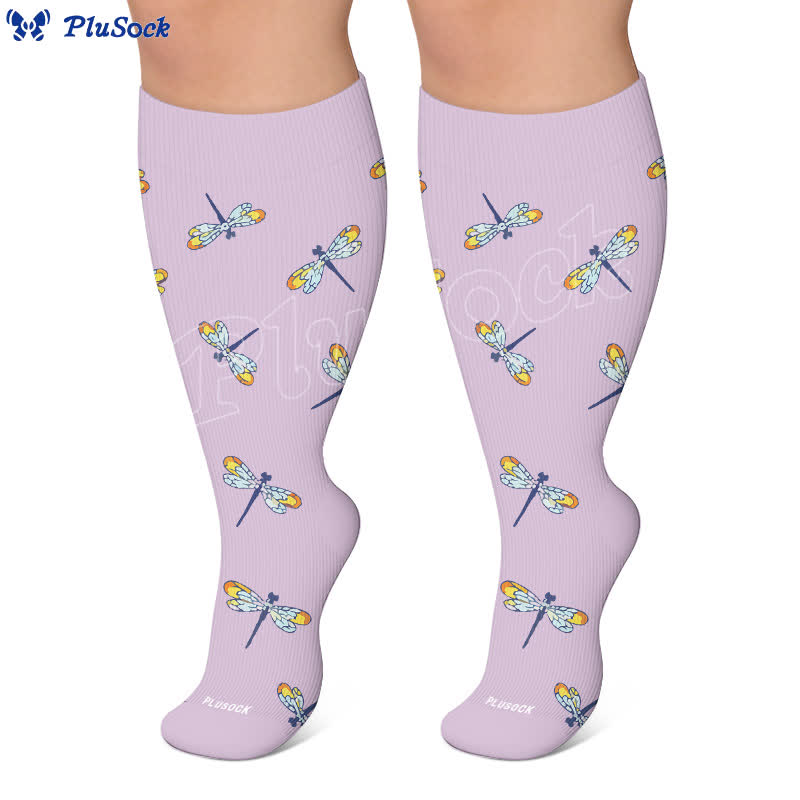 Plusock Plus Size Dragonfly Bird Compression Socks - image 8