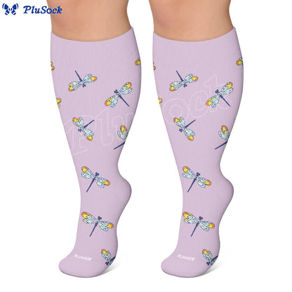 Plusock Plus Size Dragonfly Bird Compression Socks - image 8