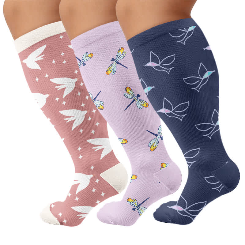 Plusock Plus Size Dragonfly Bird Compression Socks - image 4