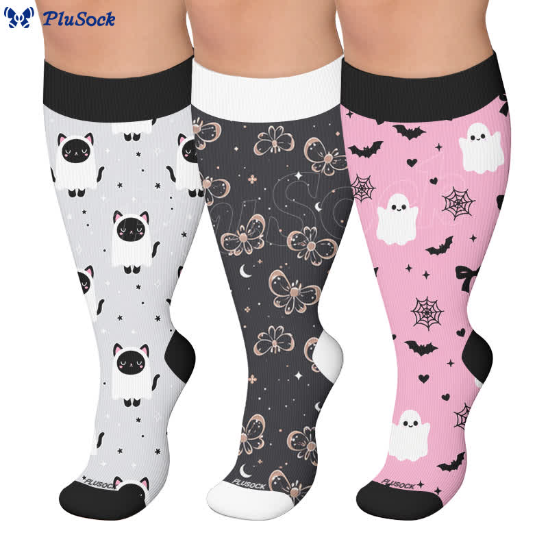 Plusock Plus Size Ghost Cat Compression Socks - image 0