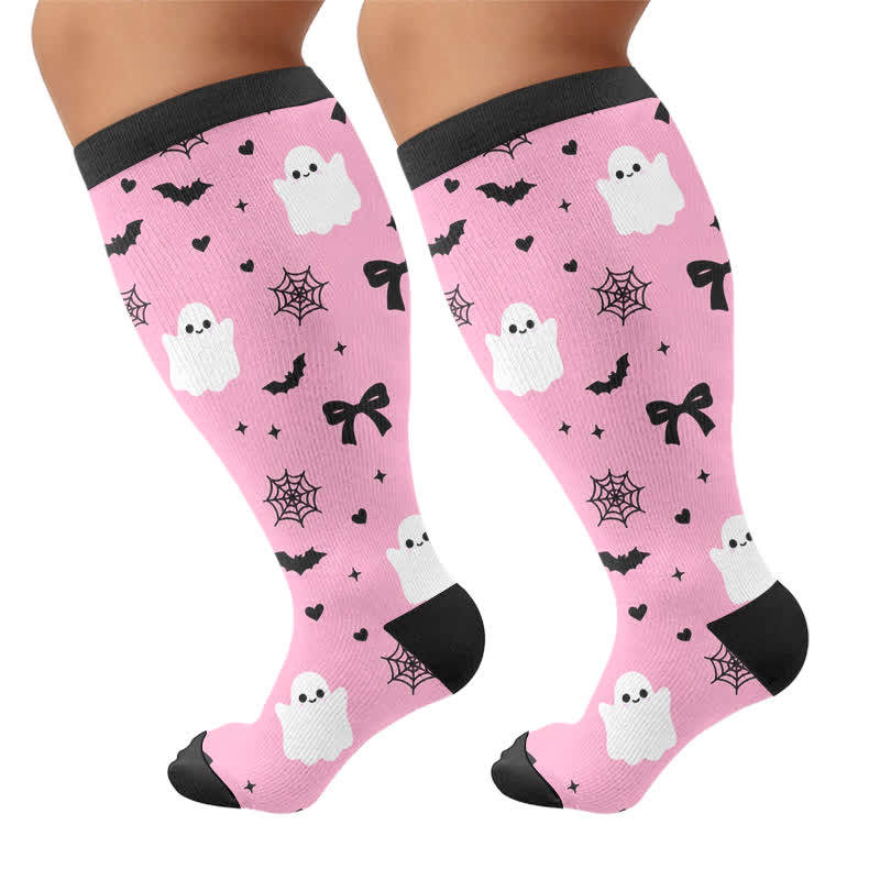 Plusock Plus Size Ghost Cat Compression Socks - Pink - 4XL - image 7