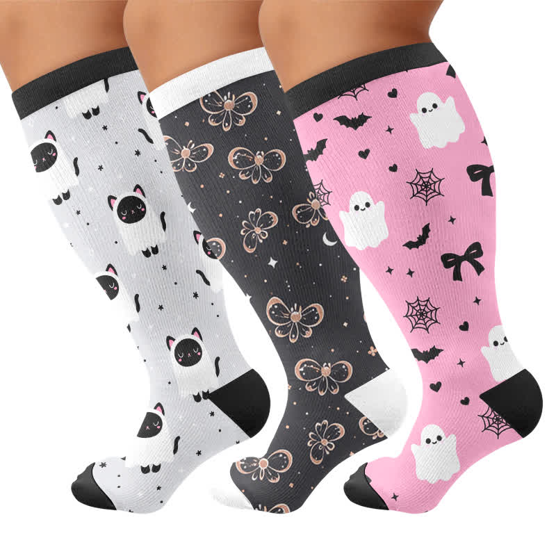 Plusock Plus Size Ghost Cat Compression Socks - image 4
