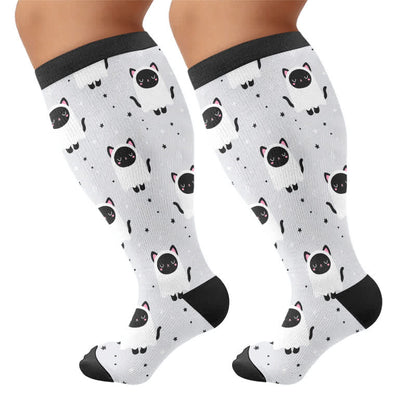 Plusock Plus Size Ghost Cat Compression Socks - Grey - 4XL - image 5