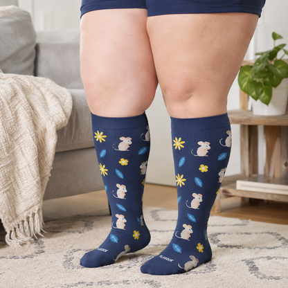 Plusock Plus Size Bunny Bloom Compression Socks - image 1