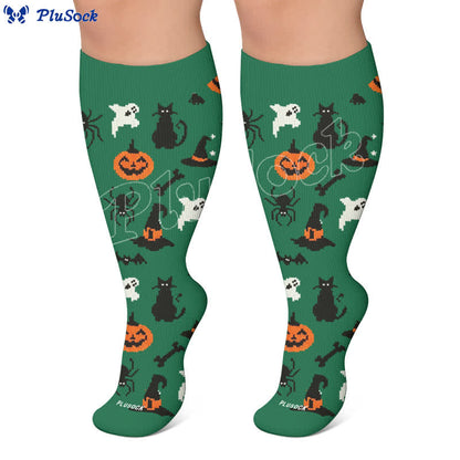 Plusock Plus Size Black Cat Bat Compression Socks - image 5
