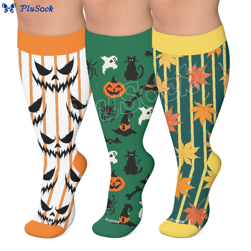 Plusock Plus Size Black Cat Bat Compression Socks - image 0