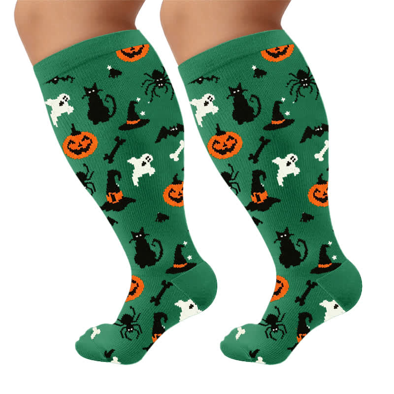 Plusock Plus Size Black Cat Bat Compression Socks - image 9