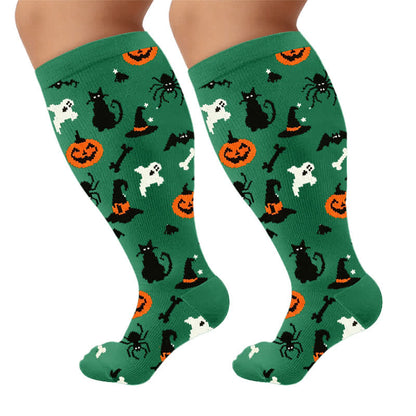 Plusock Plus Size Black Cat Bat Compression Socks - image 9