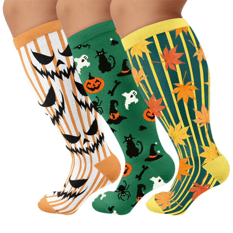 Plusock Plus Size Black Cat Bat Compression Socks - image 7