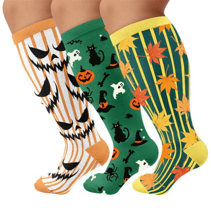 Plusock Plus Size Black Cat Bat Compression Socks - image 7