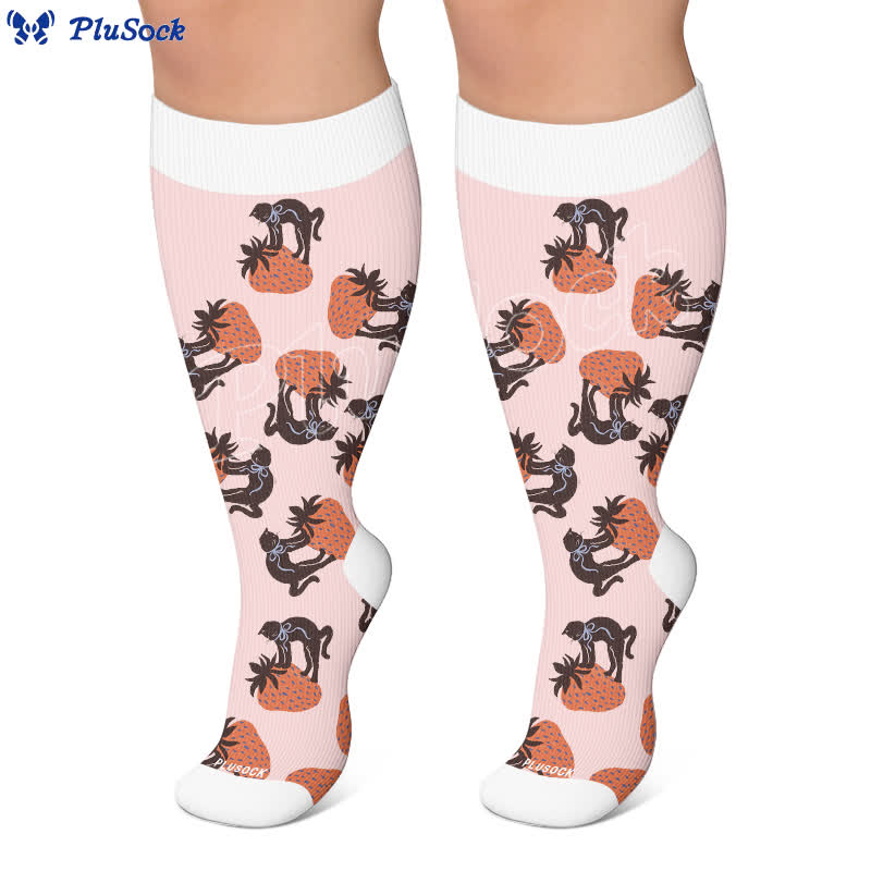 Plusock Plus Size Cat Heart Stripe Compression Socks - image 6