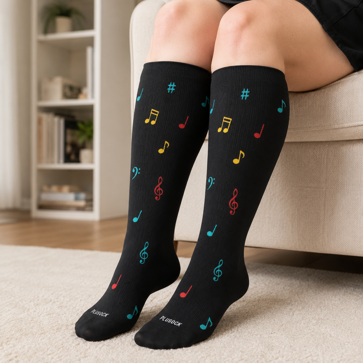 Plusock Plus Size Music Robot Compression Socks - image 2