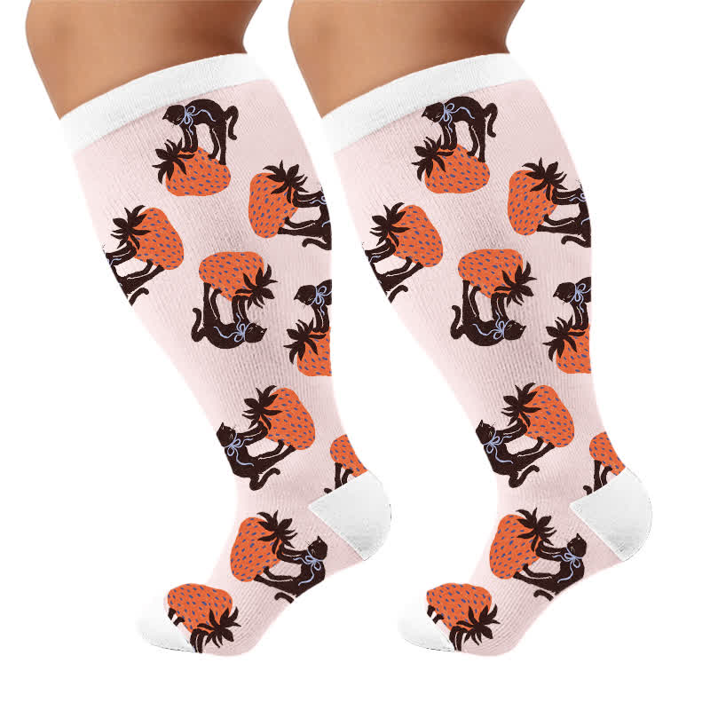 Plusock Plus Size Cat Heart Stripe Compression Socks - image 10