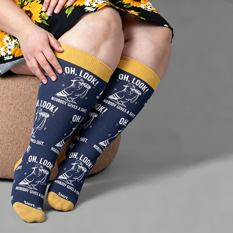 Plusock Plus Size Pigeon Compression Socks - Blue - 4XL - image 1