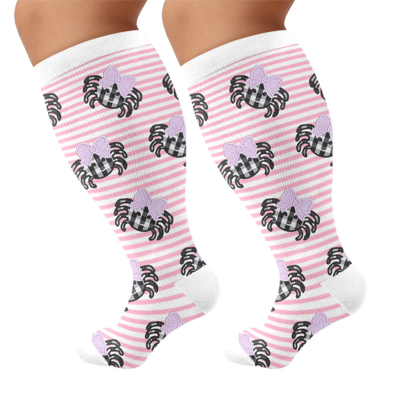 Plusock Plus Size Stripe Spider Ghost Compression Socks - Light Pink - 4XL - image 7