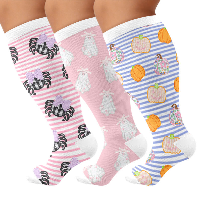 Plusock Plus Size Stripe Spider Ghost Compression Socks - image 4