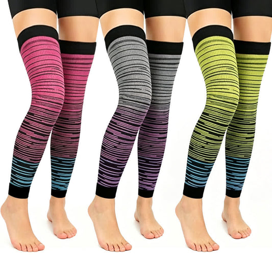 Plusock Gradient Stripe Thigh High Compression Sleeves(3 Pairs) - Multicolor - L/XL - image 0