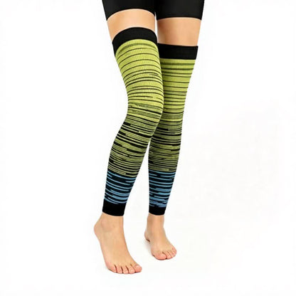Plusock Gradient Stripe Thigh High Compression Sleeves(3 Pairs) - Yellow - L/XL - image 2